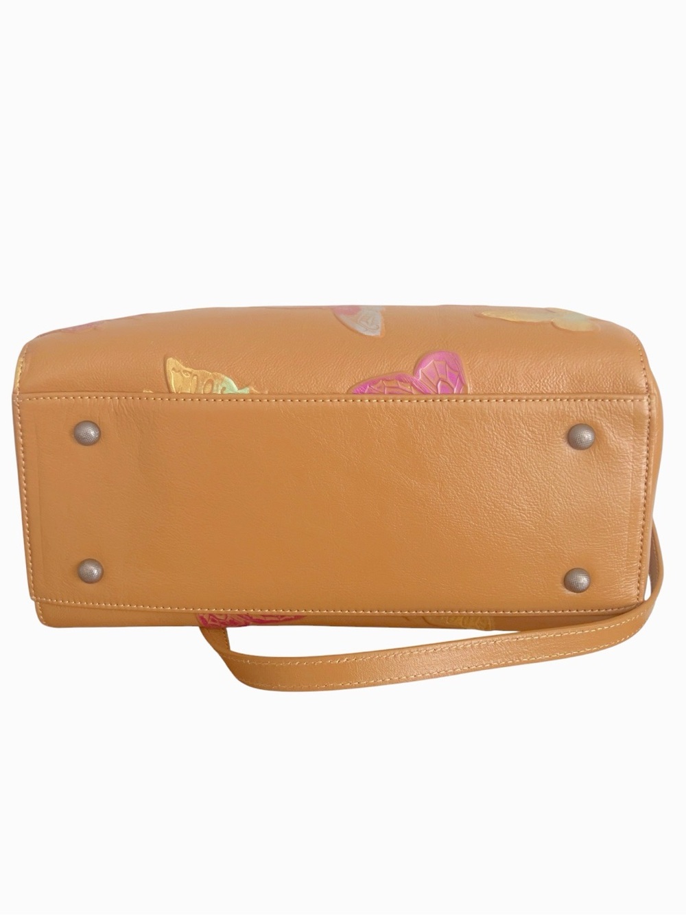 ArtsEye Genuine Leather Boston Bag in "Butterfly Apricot" Artsy Boho Festival - Picture 7 of 11